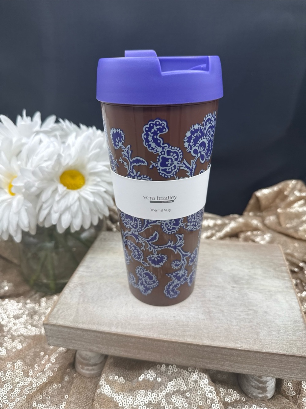 Vera Bradley 16oz Cotswolds Thermal Travel Coffee Mug Brand New In Box